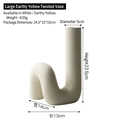 Large matte cream white twisted ceramic vase with 23.5cm height and detailed dimensions - Biscuit Yellow - Large Twisted U-Vase