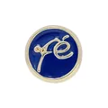 Round blue enamel beads with golden cross motif for custom jewelry making - Faith / Blue