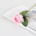 Single realistic pink velvet artificial rose on a magazine for home wedding decoration - Small Velvet Pink Core