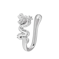 Silver dragon shaped non-piercing U-shaped nose clip with sleek metallic finish - Silver Dragon (G-103)