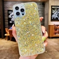 Funda para teléfono brillante con purpurina y diseño estrellado, cubierta flexible de protección. - iPhone 7/8 / Dorado