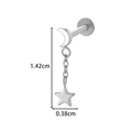 Titanium moon and star dangling piercing stud with silver finish and chain detail - Moon Star Chain Dangle Style (T2535-10# Silver)
