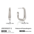 Silver stainless steel U-shape hoop earrings with size specifications and dimensions - Silver U-Shaped Minimalist Style (JDE0305037-S)