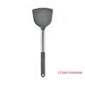Dark grey heat-resistant silicone turner spatula with stainless steel handle and hanging hole - Spatula
