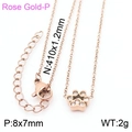 Rose gold stainless steel paw print necklace with detailed pendant size measurements - Rose Gold Necklace (KN233774-K)