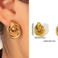 Gold Triple Hoop Knot Studs ZJGE0696