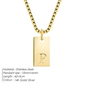 Minimalist stainless steel gold necklace with rectangular pendant engraved letter P - Letter P / Steel
