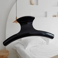 Close-up of a large 15cm glossy black French hair claw clip for sleek hair styling - Butterfly Back Style / Extra Large (Approx. 15cm) / Bright Black