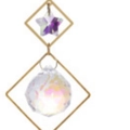 AB color suncatcher with gold rhombus frames, star crystal, and iridescent faceted ball - 20-Ball Moon Pendant 16