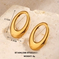 Polierte goldene ovale Edelstahl-Ohrstecker mit einer Länge von 3,7 cm - Ovaler Stil (金色耳环1534) / Gold