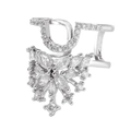 Detailed view of silver butterfly finger ring featuring marquise and round cut cubic zirconia - Silver Combined Shape Style (2059) / Silver