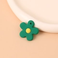 Green flower keychain charm with yellow center and a bell for women bags accessories - Green Flower Only (Without Keychain)