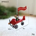 Christmas reindeer in a red vintage metal plane ornament with a Merry Christmas flag - Red Reindeer Plane