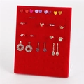 L-shaped red velvet 50-slot jewelry display board for rings and stud earrings storage - Red Velvet