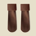 Thick warm dark brown snow socks for women with vertical stripes and folded cuff - One Size / Coffee