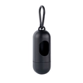 Portable matte black capsule pet waste bag dispenser with carabiner clip attachment - Long Dispenser Black
