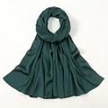 Deep green faux silk hijab scarf with premium satin gloss and elegant draped texture - Dark Green