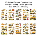 Cartoon construction vehicle temporary tattoo stickers for kids, 10 sheets set 6.8x12cm - Construction Vehicle Set (10 Sheets) / 6.8*12cm