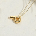 3D puff letter P pendant necklace in 14K gold plated copper with mirror polished finish - Letter P