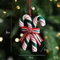 Christmas tree hanging ornament featuring red, white, and green candy cane with bow - Style J-Crossed Double Candy Canes