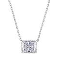 S925 sterling silver necklace with a rectangular cut ice flower crystal pendant - Rectangle Solitaire