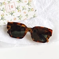 Gafas de sol retro con montura cuadrada de carey y lentes oscuras de moda - Estampado de leopardo