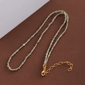 Faceted grey-blue natural stone beaded necklace with 18k gold accents and lobster clasp - 3MM Diameter / Aquamarine Crystal
