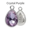 DIY teardrop pendant in crystal purple with floral silver metal back for jewelry making - Crystal Purple