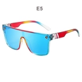 Fashion sunglasses with blue protective lenses and red, yellow, blue gradient temples - E5 Blue Red Gradient Frame / Blue Mirror