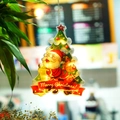 Christmas tree shaped LED window light with Merry Christmas print and warm yellow glow - Christmas Tree