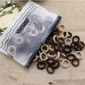 Elastic small hair ties in earth tones with a cute duck frosted zipper bag - 100 Pieces Set / Brown