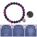 Bracciale di perle viola con proiezione a cuore e biglietti regalo per la famiglia - Agata Viola / Alla mia mamma migliore