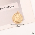 Detailed view of 1.9cm gold coin pendant with Elizabeth II portrait and weight specs - C291 19mm Gold Queen Portrait Coin
