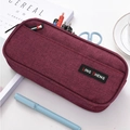 Large capacity double-layer oxford cloth pencil case in dark red fabric finish - Double Layer / Fuschia