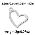 Polished silver 304 stainless steel hollow heart pendant for DIY jewelry 2.6cm size - TP0766-Silver-2.6x2.6cm