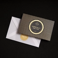 Elegant black greeting card with gold foil patterns and a white envelope with seal - Style A-Lace Circle