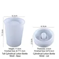Moule en silicone pour bouteille de lotion cylindrique avec dimensions et bouchon - Flacon Lotion Cylindrique - Grand Moule