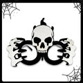 Détail de lunettes d'Halloween en feutre avec crâne blanc et griffes de squelette sur cadre - Griffe de Crâne