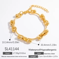 Minimalistische goudkleurige roestvrijstalen armband met kralen en schakels - SL41144-Kogelketting Splicing Stijl