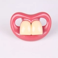 Funny silicone baby pacifier featuring buck teeth design and pink lips shape - Pink Rabbit Teeth - Style G