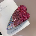 Sparkling pink rhinestone heart-shaped BB hair clip on jewelry card display - Mixed Pink