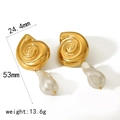 Barocke Perlenohrringe Muschel-Design 18k vergoldet mit Maßangaben und Gewichtsinfos - Goldene Conch Barockperle Tropfenohrringe (TE6687-G)