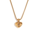 Collana a cuore placcata oro 18K con zircone a stella e catena in acciaio inossidabile - Collana con ciondolo a cuore / Oro