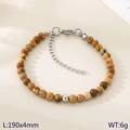 Brown tiger eye and lava stone beaded bracelet for women and men, 190mm length with 4mm beads - Style 6 Steel Color Picture Stone (KB207130-Z)