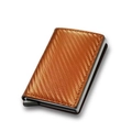 Brown carbon fiber RFID blocking wallet with pop-up aluminum credit card holder case - Carbon Fiber Orange