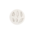 Off-white circular silicone mold featuring six detailed leaf shapes for cake decorating - 2# Round / Gray