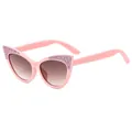 Occhiali da sole occhio di gatto rosa per bambini con glitter e lenti sfumate - Montatura Rosa Glitter Rosa / Montatura Rosa Lente Tè Sfumata