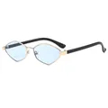 Geometric polygon sunglasses with gold metal frame and blue lenses in C6 variant style - Gold Frame Blue Lenses