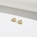 Détails des boucles d'oreilles œil porte-bonheur dorées avec zircons et pierres bleues - Œil Ajouré Longs Cils
