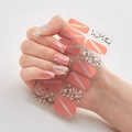 3D laser gold stamping nail polish stickers in coral pink and white terrazzo texture - Coral Pink Silver Stripe Gold Foil Terrazzo Style (DQ3-015)